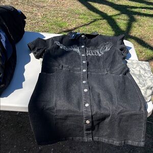 Zara Black Mini Dress with Embroidered Detail